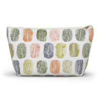 Watercolor Leaf Stamp Accessory Pouch w T-bottom in Green